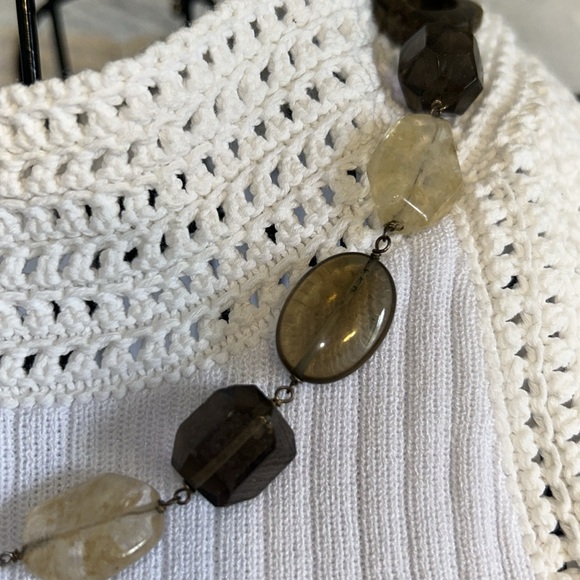 Glass Geometric Shaped Brown and Cream Tones Necklace - Picture 2 of 5